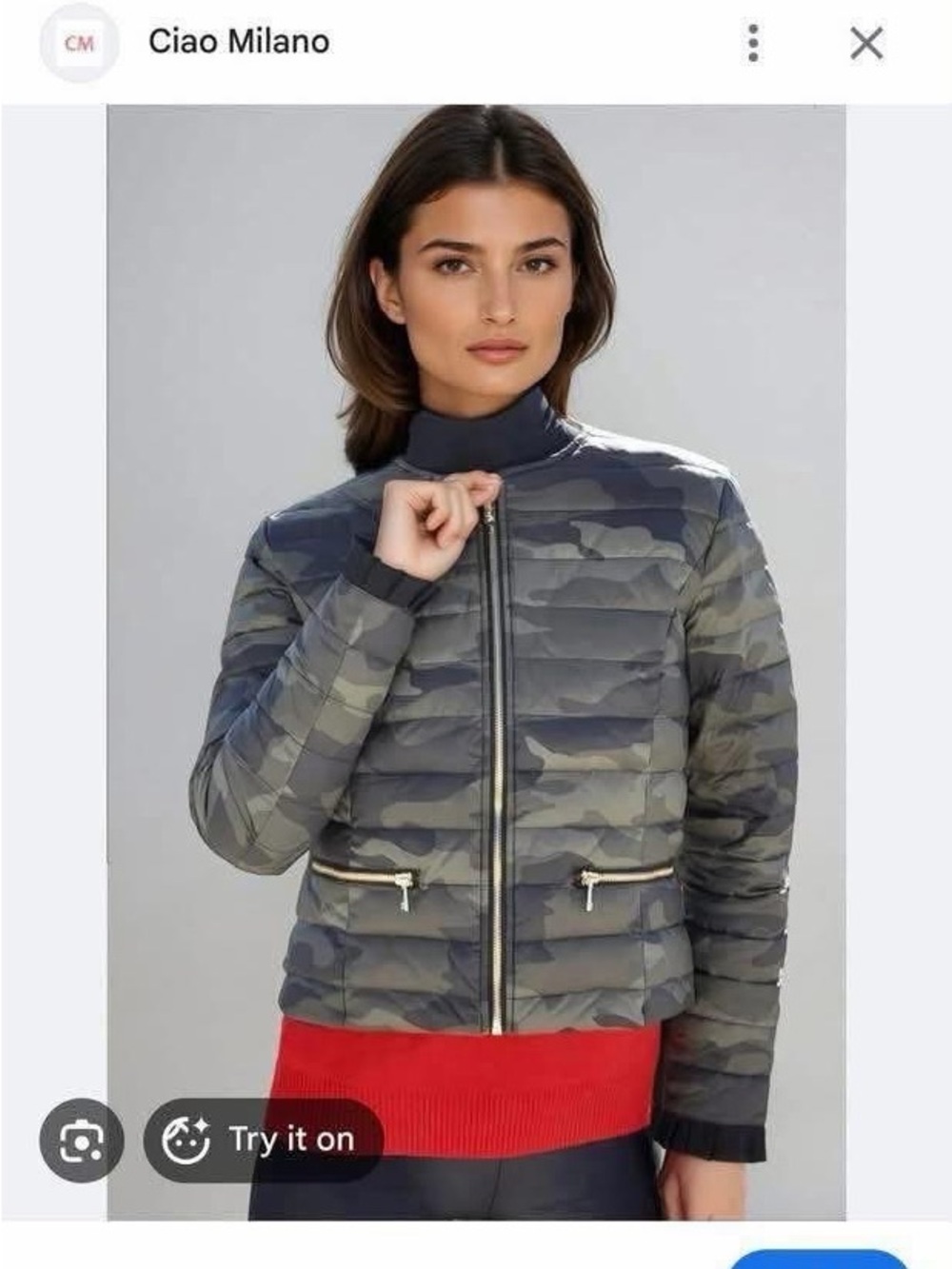 Ciao Milano Women's Camouflage Quilted puffer Jacket - Olive & Gray